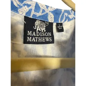 Madison Mathews Blue Floral Folly Midi Maxi Dress Sz. L thumbnail 5
