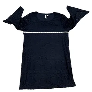 Tacera Black Knit Lace Dress Three-Quarter Sleeved thumbnail 4
