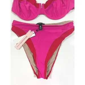 AQUA Swim Fuchsia Red Colorblock Underwire Bikini Set L FCH-1559H FCH-1623F thumbnail 9