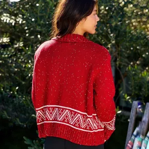 Magnolia Boutique Red White Moose Aztec Zip Sweater Cardigan Sz S NWOT thumbnail 12