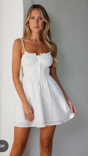 Hello Molly White Ruffled Smocked Mini Dress thumbnail 1