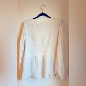 Long-Sleeve Smocked Embroidered Blouse thumbnail 4