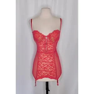 VICTORIA'S SECRET Barbie Hot Pink Lace Corset Bustier Garter Lingerie 34C‎ thumbnail 2