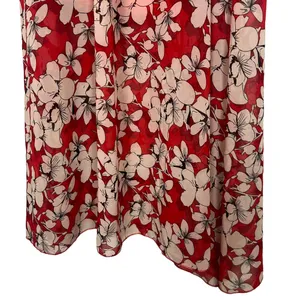 TTI Floral Off Shoulder Chiffon Red Maxi Dress Size Small thumbnail 16