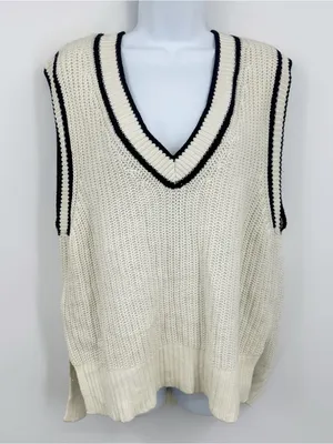 Abercrombie And Fitch Cream Boho Baggy Slouchy Sweater Vest Size Small thumbnail 2