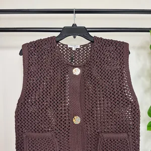 NWT Vigoss Trendy Chocolate Coffee Brown Chunky Knit Sweater Vest L Large NEW thumbnail 4