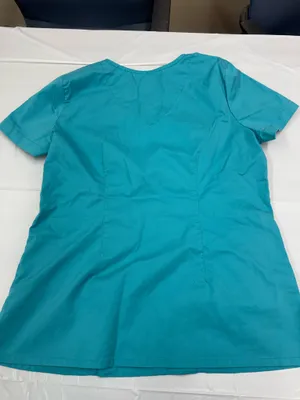 Landau Teal Blue Colored Short Sleeve Scrub Top Size Medium thumbnail 4