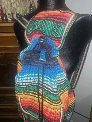Mr. Pinzon Handmade Mexican Sarape Boho Woven Cotton Backpack thumbnail 4