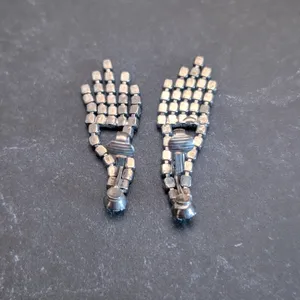 Vintage Clip On Earrings 2.25" Long Clear Gem Drop Dangle Regal Statement thumbnail 4