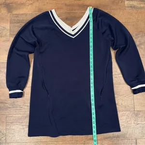 Offline by Aerie ChillUp Navy V-Neck Athleisure Dress with White Trim thumbnail 11