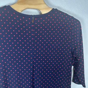 Lauren Ralph Lauren Navy Blue Red Polka Dot Midi Dress Plus Size‎ 3X 3/4 Sleeve thumbnail 5