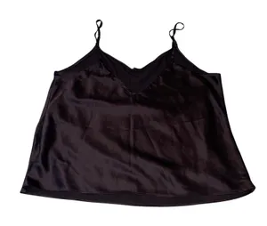 Joyspun Cami Top Womens L 12-14 Black Satin V-Neck Adjustable Straps Minimalist thumbnail 1