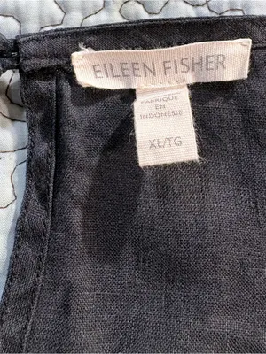 💥Eileen Fisher Black 100% Organic Linen Relaxed Shift Dress Pockets Sz XL🧡 thumbnail 8