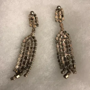 Rhinestone dangly earrings Silver thumbnail 2
