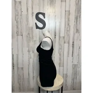 Black velvet mini dress Black thumbnail 5