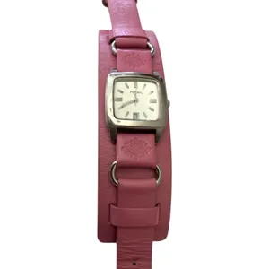 Women's Fossil Pink Leather Band Silver Case Watch thumbnail 3