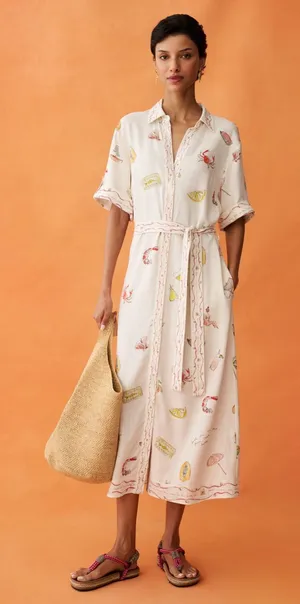 NWT Anaya Arlo Dress size Small S linen Bondi Beach Few Moda button down belt thumbnail 1