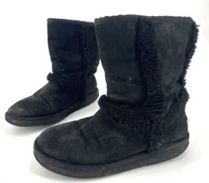 UGG Women's Water Resistant Suede Pull-On Fur‎ Carter Winter Boots Black Size 5 thumbnail 1