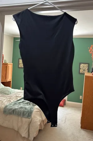Black Satin Cowl Neck Bodysuit thumbnail 1