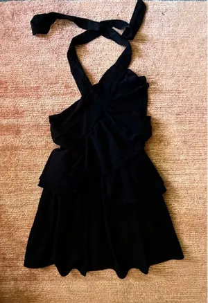 The Impeccable Pig Black Halter Ruffle Mini Dress Size S thumbnail 1