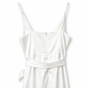 NEW Lulus Joice White Satin Tie Waist Wedding Bridal Shower Midi Dress Medium thumbnail 9