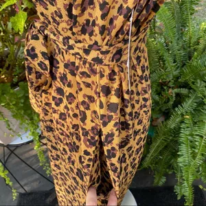 Donna Morgan Animal Print Button Up Belted Jumper Dress thumbnail 4