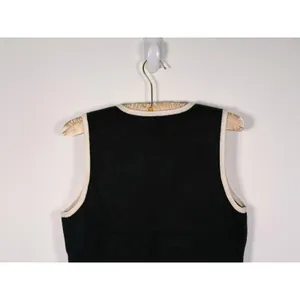 Abercrombie Mara V-Neck Gold Button Sweater Vest Womens M Black Preppy Old Money thumbnail 6