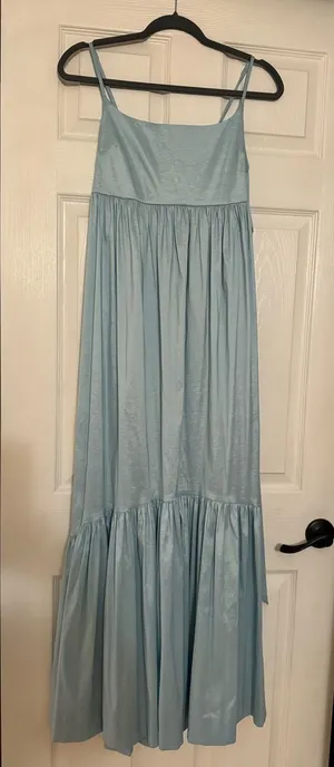 NWOT Abercrombie Light Blue Spaghetti Strap Baby Doll Maxi Dress thumbnail 1