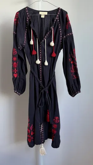Child of the Universe Embroidered Tassel Tie‎ Waist Dress thumbnail 1