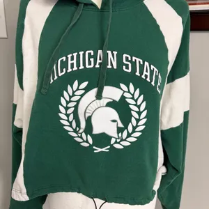 PINK Victoria's Secret Michigan State Spartans Cropped Hoodie Green White Large thumbnail 2