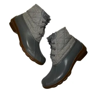 Sperry Saltwater Grey Quilted Wool Waterproof Duck Boots STS81993 Women 7.5M thumbnail 4