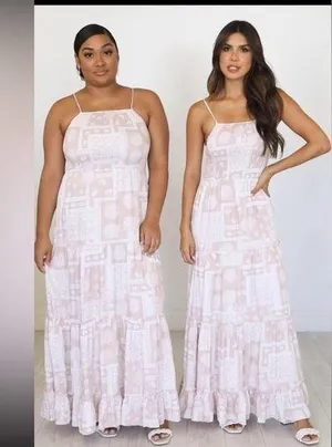 Pink Lily Maxi Dress medium tan patchwork thumbnail 1