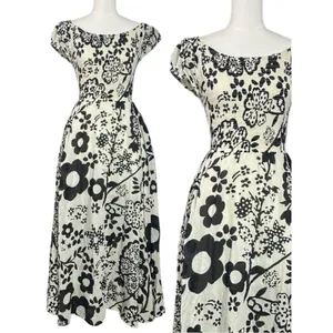 Free People Bohemian Ultraviolet Midi Maxi Dress Black White Floral Medium thumbnail 10