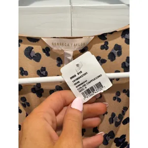 NEW Rebecca Taylor Mini Dress Tie Waist Cappuccino Print Silk Blend‎ Size 0 $395 thumbnail 6