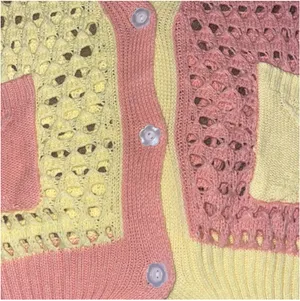 Baevely pink and yellow open knit cardigan thumbnail 3