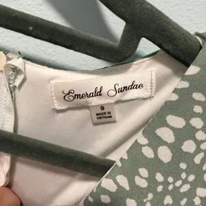 Emerald Sundae Mini Dress Sage Green 9 Boho Dalmatian‎ Print Casual Summer thumbnail 2