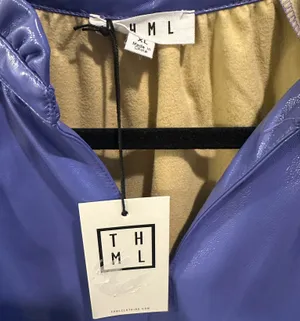 THML Purple Faux Leather V Neck Top thumbnail 5