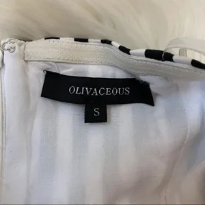 Olivaceous black white strapless ruffle dress smal thumbnail 8