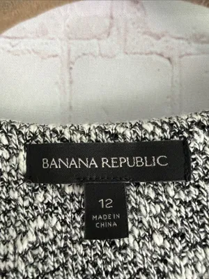 Banana Republic Black & White Tweed-like Zip-Front Blazer Jacket Woman’s Size 12 thumbnail 2