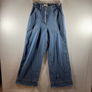 1629 |‎ Max Studio London Wide Leg High Waist Denim Trousers Blue Womens XS thumbnail 2