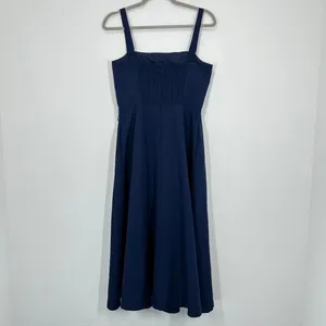 Julia Jordan Size‎ 4 Navy Blue Midi Dress Square Neck Sleeveless Feminine Fall thumbnail 7