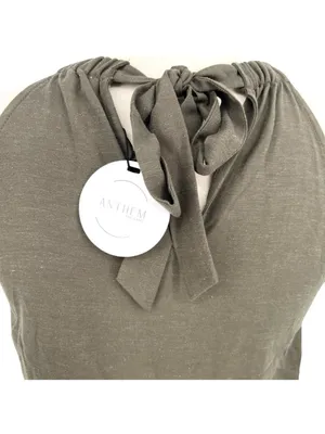 Anthem The Bianca Boho Top Linen Halter Style Tie Back Sage Green Size XS NWT thumbnail 5