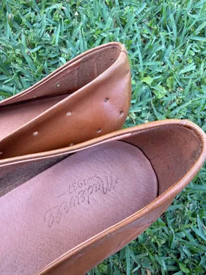 Madewell Cognac Brown Leather Pointed Toe Flats Size 10 Perforated Ballet Shoes thumbnail 3
