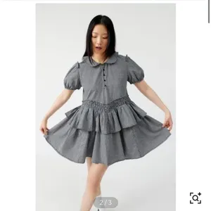 Urban outfitters Claire ruffled mini dress in black and white gingham size small thumbnail 2