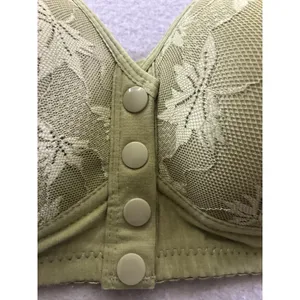 Womens Front Closure Bra 44/100 Lace Full Coverage Wireless Comfort XL C/D Green thumbnail 7