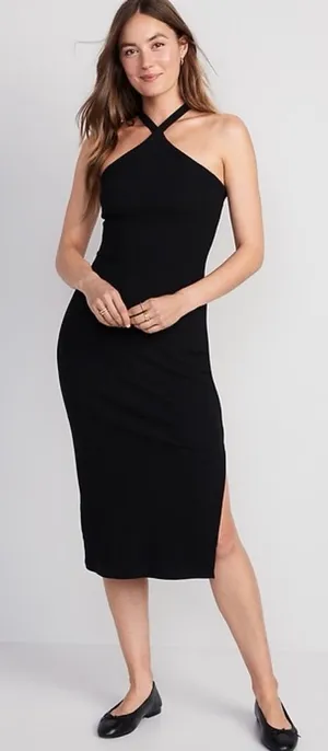 Old Navy Rib-Knit‎ Halter Midi Dress Medium NWT thumbnail 1