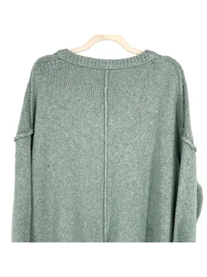 Free People Brookside Tunic Sweater Spearmint V-Neck Relaxed Fit Size Small thumbnail 5