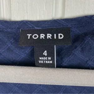 Torrid Smocked Yoke Top Size 4X Navy Blue Peplum Short Flutter Sleeves Cotton thumbnail 8