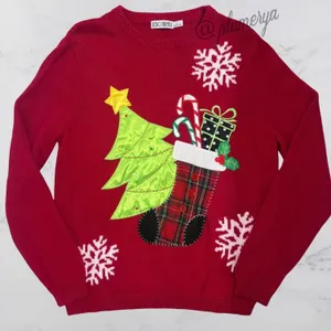 Retro Threads Ramie Cotton Women’s Holiday Christmas Cottage Sweater Size L thumbnail 1