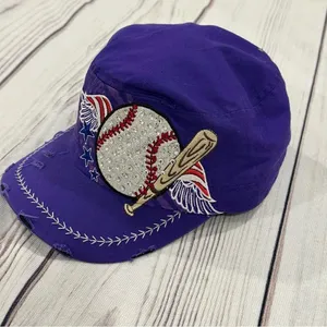 Mom’s‎ Bling Baseball Ball Cap Purple Patriotic Little League Adjustable thumbnail 3